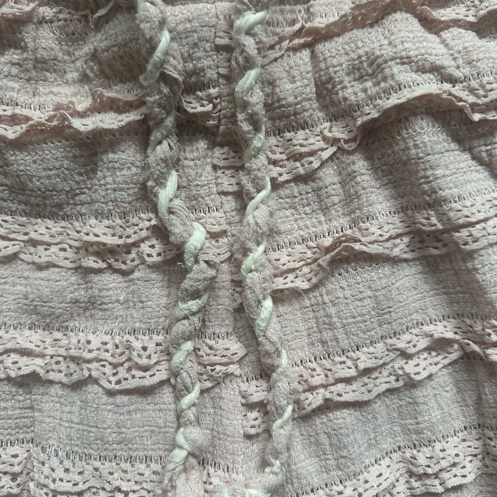 New- POL Pink and White Tiered Wide-Leg Pants - Picture 6 of 6